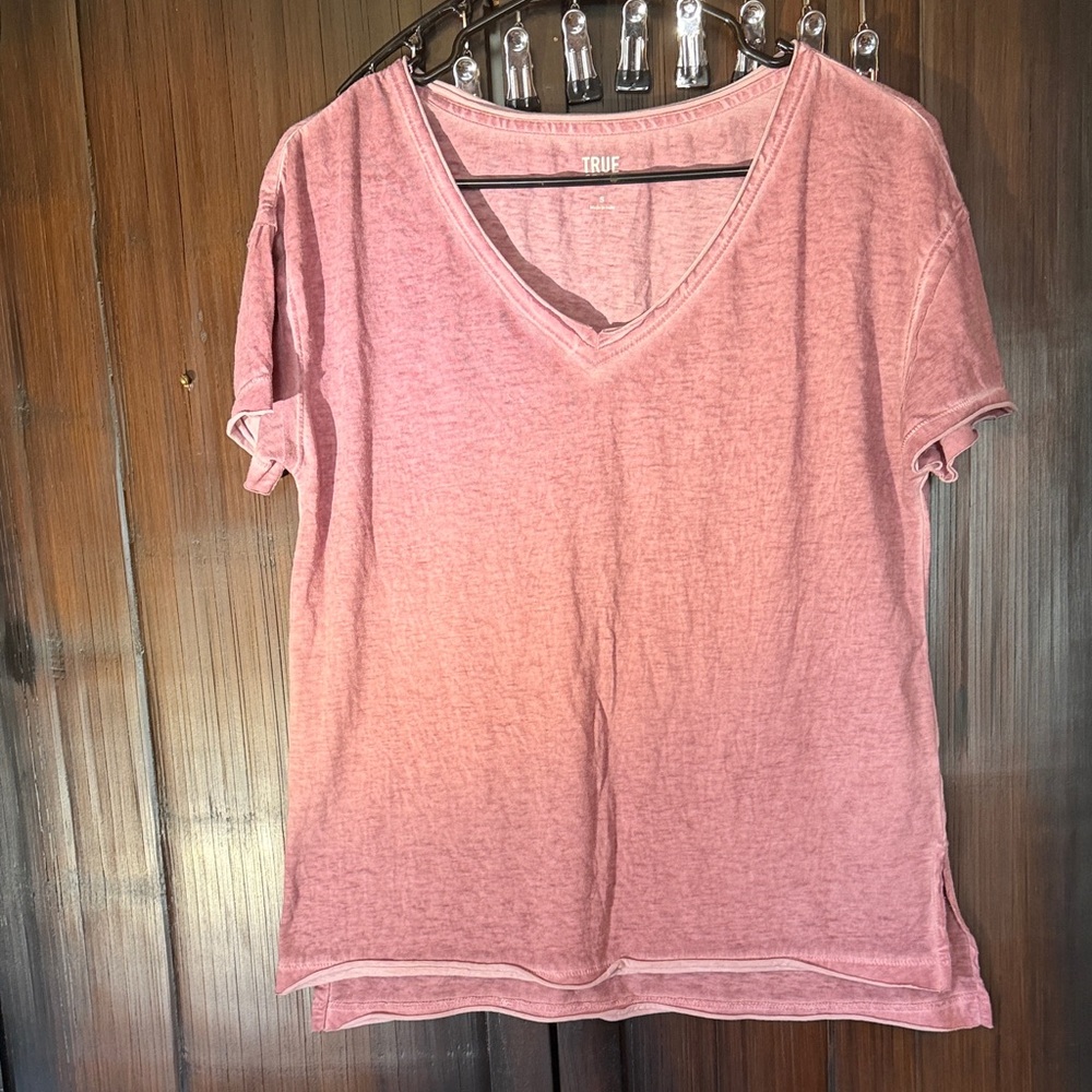 True Craft Dusty Pink V-Neck Short Sleeve Tee